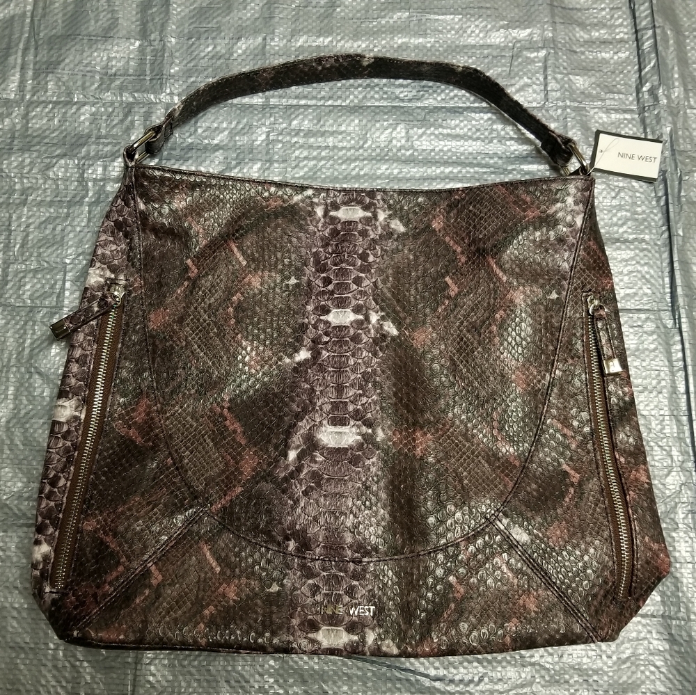 👙💫Nine West mixed print large shoulder bag with side zippers - Picture 1 of 8